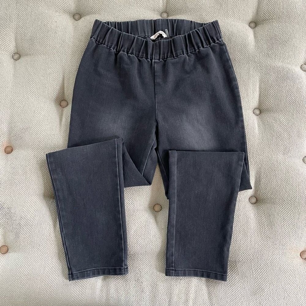 Soft Surroundings Grey Black Wash Pull On Jeans Denim L